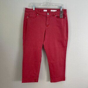 NEW J Jill Womens 14 Petite Light Cherry Red Cropped Denim Pants‎ Authentic Fit